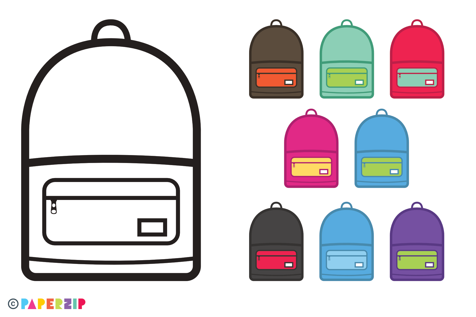 rucksack icons for colouring in schools