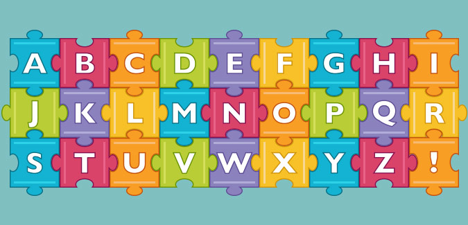 colourful jigsaw letters to print