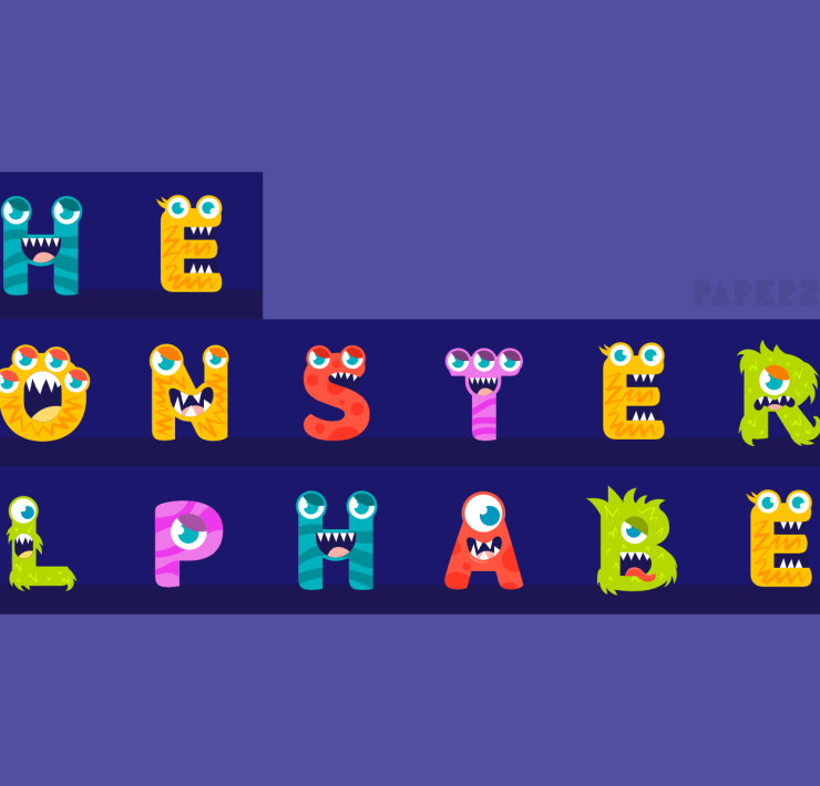free monster letters alphabet